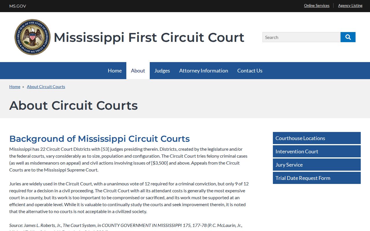 Mississippi Circuit Clerk records in a multicounty judicial district