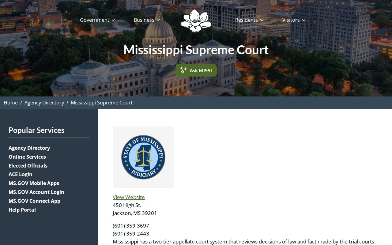 Mississippi court records state portal overview